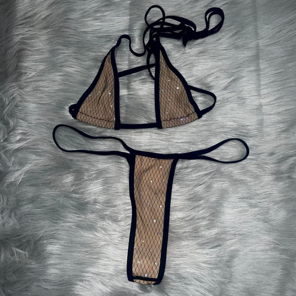 Tan Rhinestone Bikini Set